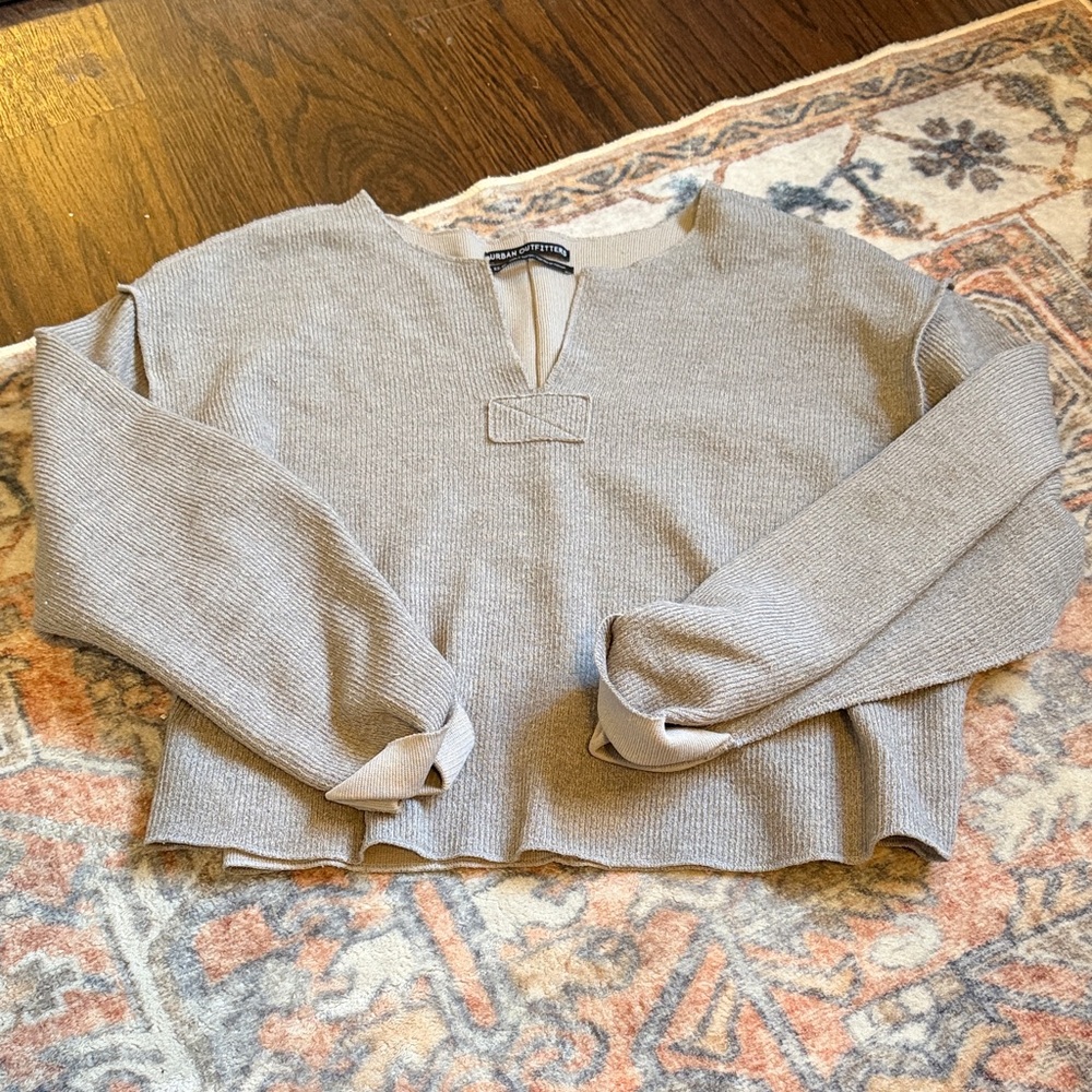 Urban Outfitters Light Gray V-Neck Sweater